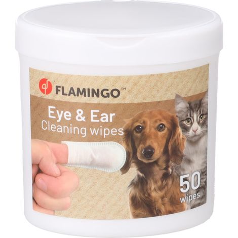 Lingettes de soin pour yeux et oreilles Reini 50 doigts pour chat et chien - Flamingo