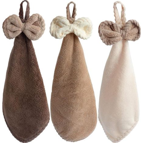 Juego de 3 toallas de microfibra de forro polar coral para cocina y baño para secar las manos al instante (color oscuro). (1/5)