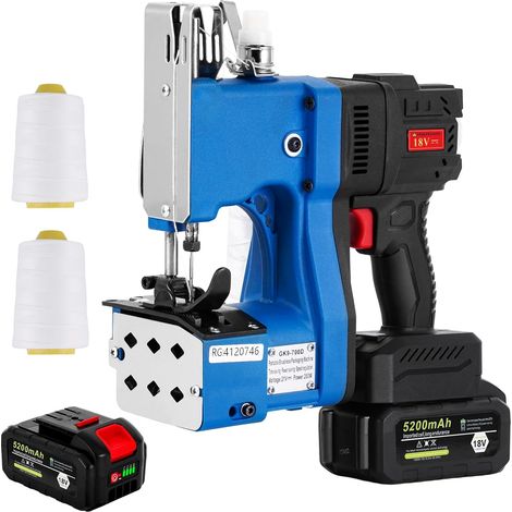 Machine à Coudre Closer Stitcher avec 2 Batterie 18 V 5200 mah Sac d'emballage électrique couture machine à vitesse réglable 500-14800RPM riz/sac/tissé/papier/sacs en plastique GK9-700D (1/5)
