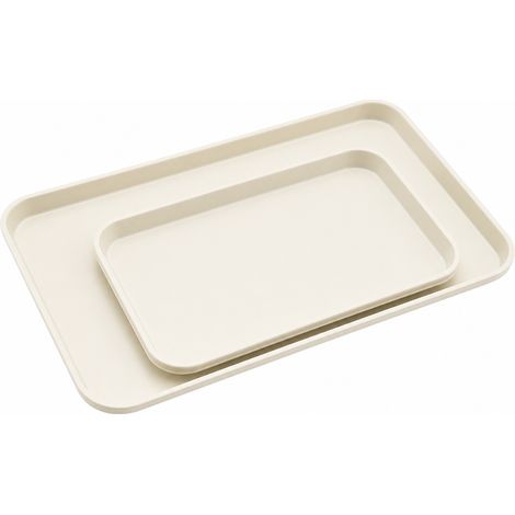 Lot de 2 plateauxs en plastique crème, tailles petite et moyenne