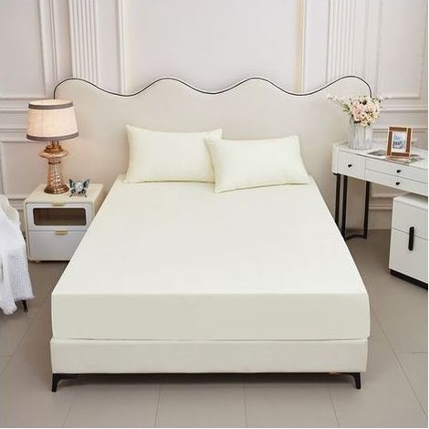 pair Housse de matelas imperméable double couche en TPU poncé de couleur unie, douce pour la peau, housse de protection pour matelas à urine, housse anti-poussière (1/3)