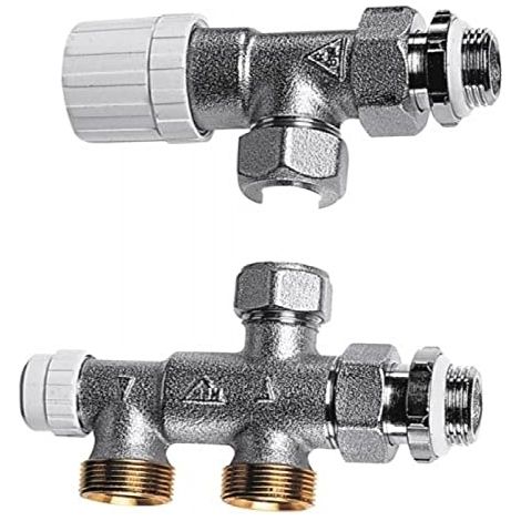 Kit de raccordement thermostatisable pour radiateur - Robinet équerre inversé système bitube 1/2'' (15/21) - RBM