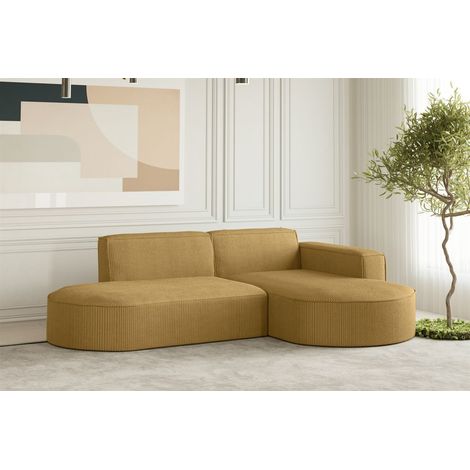 Ecksofa Designersofa PALMA XS in Stoff Scala Senfgelb Ottomane Rechts (1/3)