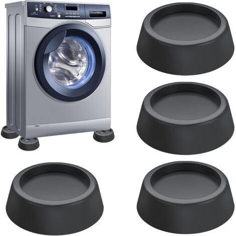 QORVA-4 Pièces Noir Tapis Anti-vibration pour Machine à Laver, Antibruit Pied Machine a Laver avec Patin Caoutchouc, pour Machines à Laver, Sèche-Linge, Meubles, Patins Anti Vibration Lave Linge