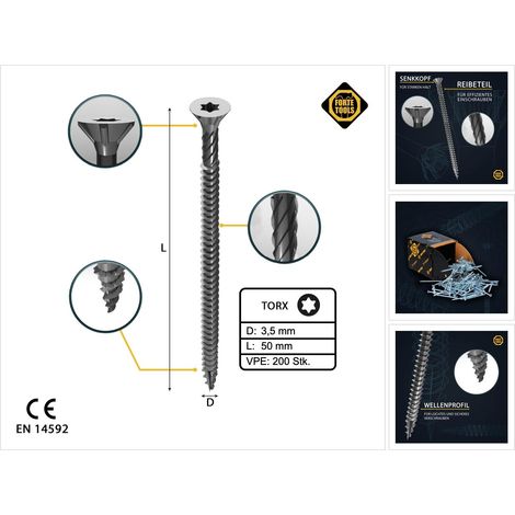 Tornillos universales Forte Tools Plata 50 mm 3 5 mm
