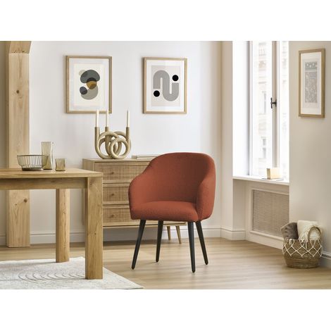 BOBOCHIC - Lot de chaises SOPHIE tissu bouclette et pieds scandinaves noirs Orange (1/5)
