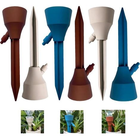 Ensemble de 6 bouteilles d'irrigation goutte à goutte, système d'arrosage automatique réglable pour plantes d'intérieur (1/5)