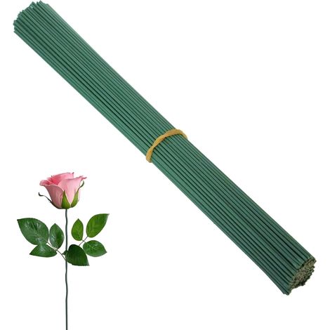 120pcs tige fleur artificielle fil de fer vert fleuriste 30cm x 2mm, wire floral flowers verte metal pour Arrangements Floraux (120, 30cm) (1/5)
