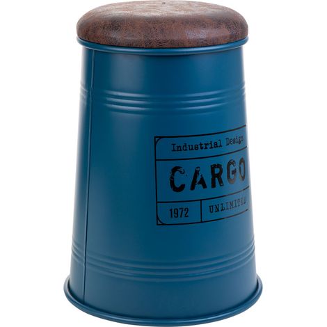 Taburete de metal tapizado impreso azul 33x47 cm (1/5)