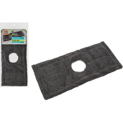 Inserto di ricambio per mocio Turbo 360, grigio, assorbente, morbido, in microfibra, con bottoni a pressione. (1/5)