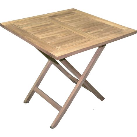 Tavolo Quadrato Pieghevole da Giardino 80x80 cm in Legno Teak Vorghini Vulcano (1/4)