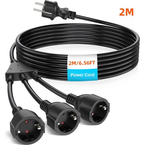 Rallonge électrique (3AC 2 m noire) à prise à anneau standard européenne, 4000 W, 16 A, 250 V, étanche IP44 (1/5)