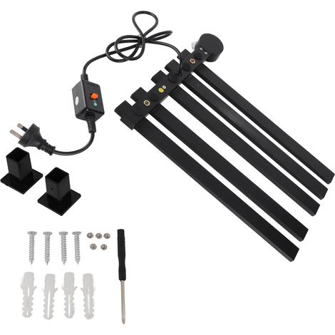 Sèche-serviette électrique 5 barres en aluminium, chauffe-serviette intelligent à température constante, noir, prise AU 220V pour salle de bain (1/5)