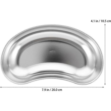 Plateau de désinfection incurvé en acier inoxydable épais anti-iode, sans potentiel électrique (1 pièce).-20X10.5CM-Silver