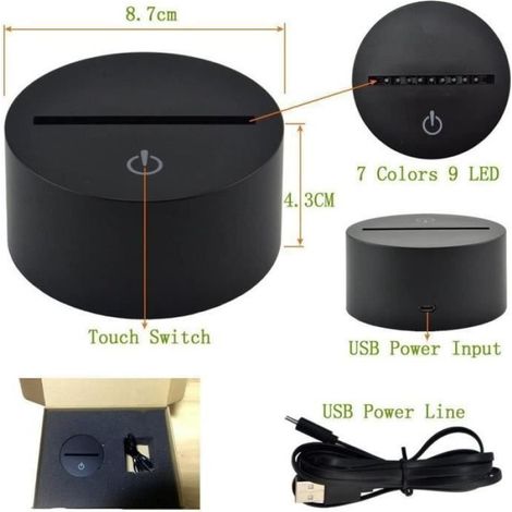 3D camion lourd LED Lampes Art Déco Lampe la couleur changeant lumières LED, Maison Enfants Lumière Touch Control 7 couleurs Change (1/4)