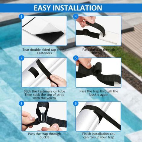 Sangles De Retenue - Pour Enrouleurs De Bâches Solaires - Compatible Avec Couvertures Solaires Piscine - Kit De 8 Pièces (1/5)