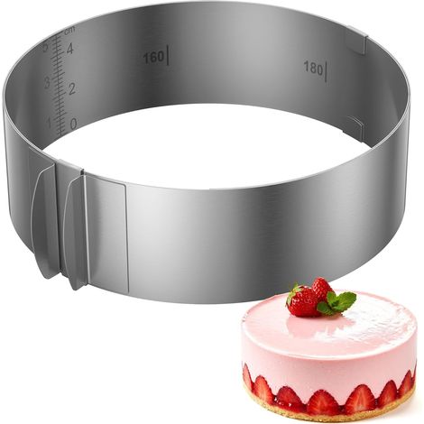 Cercle à Gâteau Réglable 6-12 Pouces, Bague à Gâteau Réglable, Anneau de Cuisson Cercle a Patisserie en Acier Inoxydable Moule à Gâteau pour la Cuisson, Les Crumpets (1/5)