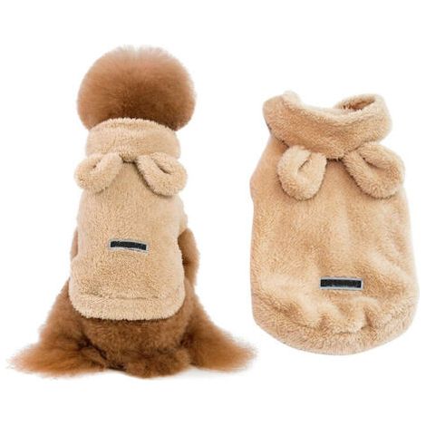 Pair Nouveaux vêtements d'automne/hiver pour animaux de compagnie, vêtements pour animaux de compagnie à oreilles d'ours, couleur kaki, XL