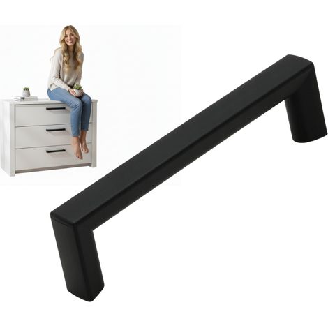 Tirador de mueble negro, tirador para armario de cocina de 96 mm (1/5)
