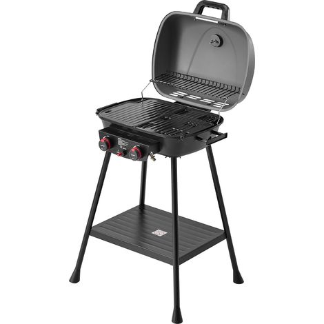 Royal Gourmet 2-Brenner Gasgrill, 5 kW Standgrill mit Grillplatte und Grillrost,Outdoor Gasgrill GT2003-G für Balkon, Terrasse, Garten und Camping
