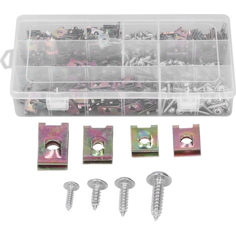 480pcs Clips en U pour écrous à ressort galvanisés, vis à embase cruciforme incluses, pour moto et voiture (1/5)