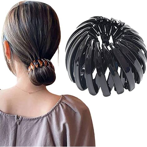 Chignon Oiseau Noir Vintage Géométrique Pinces à Cheveux pour Femmes et Filles, 1 Pièce