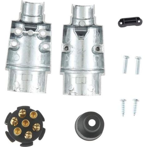Prise Et Fiche Remorque - 7 Broches 12 V - Alliage D Aluminium - Etanche - Universel - 1 Paire (1/4)