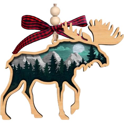 Ornement De Noël - En Bois Naturel - Pour Arbre De Noël Intérieur Ou Extérieur - Lot De 6 (1/5)