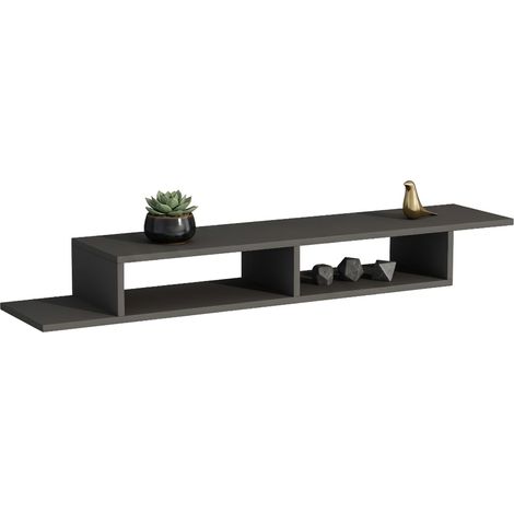 Mueble Tv Ivrea, 2 compartimentos, Soporta 40 kg, Instalación flotante, 120x30x18h cm Negro Antracita