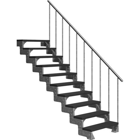 Dolle Außentreppe Gardentop 180-220cm Geschosshöhe mit Trimax anthrazit 100cm breit mit Geländer