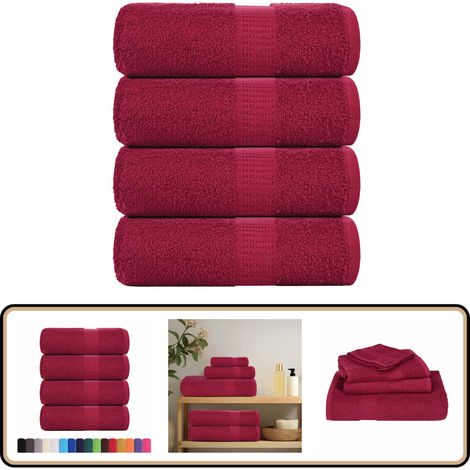 vidaXL Serviettes de visage 4 pcs bordeaux 30x30cm 360 g/m² 100% coton (1/5)