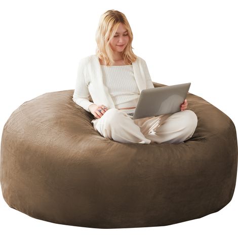 Riesensitzsack 120x120x60 cm aus Schaumstoff, Coffee, Lounge-Sitz für kleine Räume – MEUBLIV (1/5)