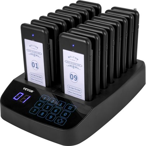 Bipeur Client 20 H Système de Radiomessagerie 98 Canaux Système d'Appel sans Fil Téléavertisseur Restaurant Écran Tactile 16 Téléavertisseurs Bipeur Serveur Restaurant pour Restaurant Bar Café (1/5)