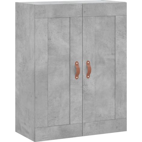 Mobiletto a muro in cemento grigio 69,5 x 34 x 90 cm elegante spazio contenitivo stile moderno cemento grigio effetto legno 020048900
