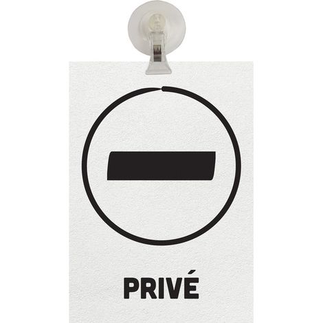 Panneau PVC "PRIVÉ" fond blanc format A5 avec fixation ventouse (1/4)
