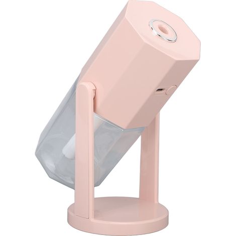 Multifunktionaler, leiser USB-Luftbefeuchter mit farbigem Umgebungslicht, tragbar und klein, ideal für Auto, Zuhause, Schlafzimmer oder Büro (rosa). (1/5)