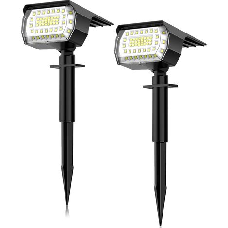 Conjunto de focos solares, 57 LED, luz blanca fría, IP65, panel de 2 W, batería de 1500 mAh, para jardín, entrada de vehículos. (1/5)