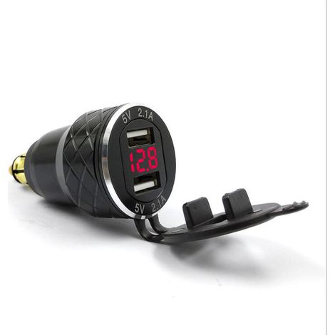 [NIEMALS VERWENDET] Motorrad-USB-Handy-Ladegerät, europäischer Stecker für BMW, Ducati, Metall-Spannungsanzeige, Auto-Ladegerät