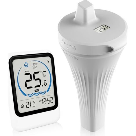 Thermometre Piscine, Thermomètre de Piscine Sans Fil étanche IP68, Thermomètre Piscine Flottant Sans Fil Thermometre d'eau Intérieur Extérieur pour Aquariums, Baignoires, étangs (1/5)