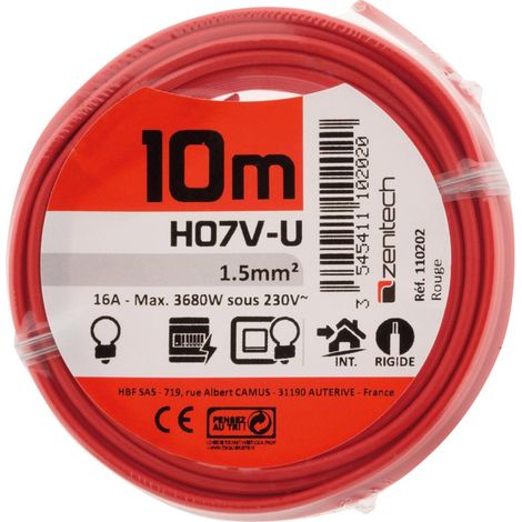 HO7VU  1,5 mm²  ROUGE 10 M (1/2)
