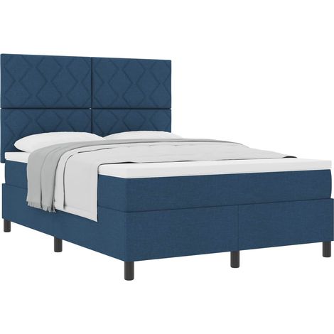Maison Exclusive - Letto a molle con testiera Blu 140 x 190 cm Tessuto (1/5)