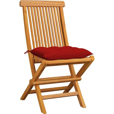 Maison Exclusive - Chaises pliantes avec coussins rouges, 6 pièces, en teck massif (1/5)