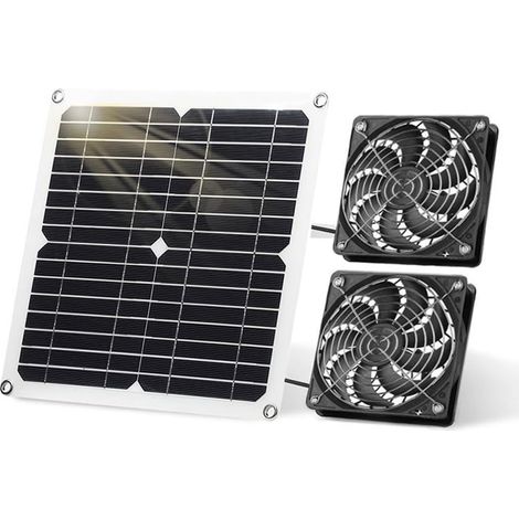 Kit de panneau solaire 12 W - Ventilateur d'échappement pour poulailler et serre - Dissipation de la chaleur (double ventilateur) (1/5)