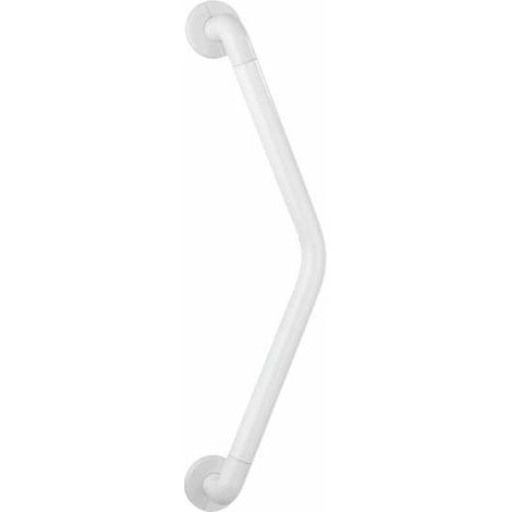 WENKO Barra di sostegno per doccia e WC Secura, maniglia di sicurezza per bagno d'angolo, alluminio, 68x8,2x17 cm, bianco (1/2)