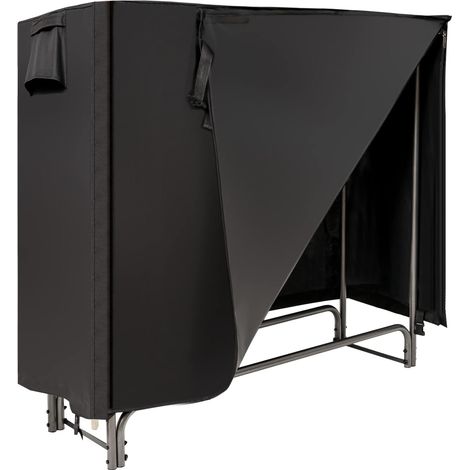 COSTWAY Leñero Exterior con Cubierta PVC 600D Impermeable, Estante leña de 122,5 cm, Soporte para Leña Chimenea Interior Exterior Patio Negro