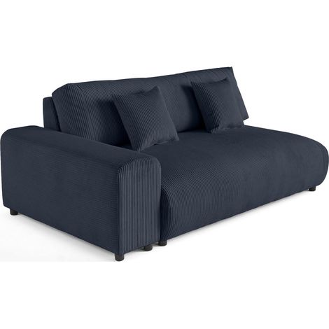 Garance - module d'assise 3 places avec accoudoir gauche - en velours côtelé - bleu nuit (1/5)