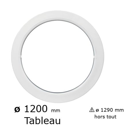 Fenêtre ronde fixe PVC vitrage clair diam. 120 cm tableau pour pose en neuf