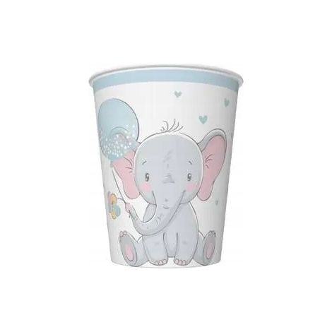 Bicchieri di carta ELEPHANT blu da 250 ml, confezione da 8 pezzi.