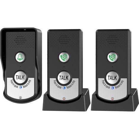 Sonnette Intercom Sans Fil Portée 1000M 462MHz avec Visiophone Étanche IP54 - Interphone Maison Rechargeable pour (1/5)