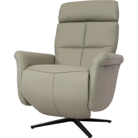 Relaxsessel HHG-378, Design Fernsehsessel TV-Sessel Liegesessel, Liegefunktion drehbar, Voll-Leder grau